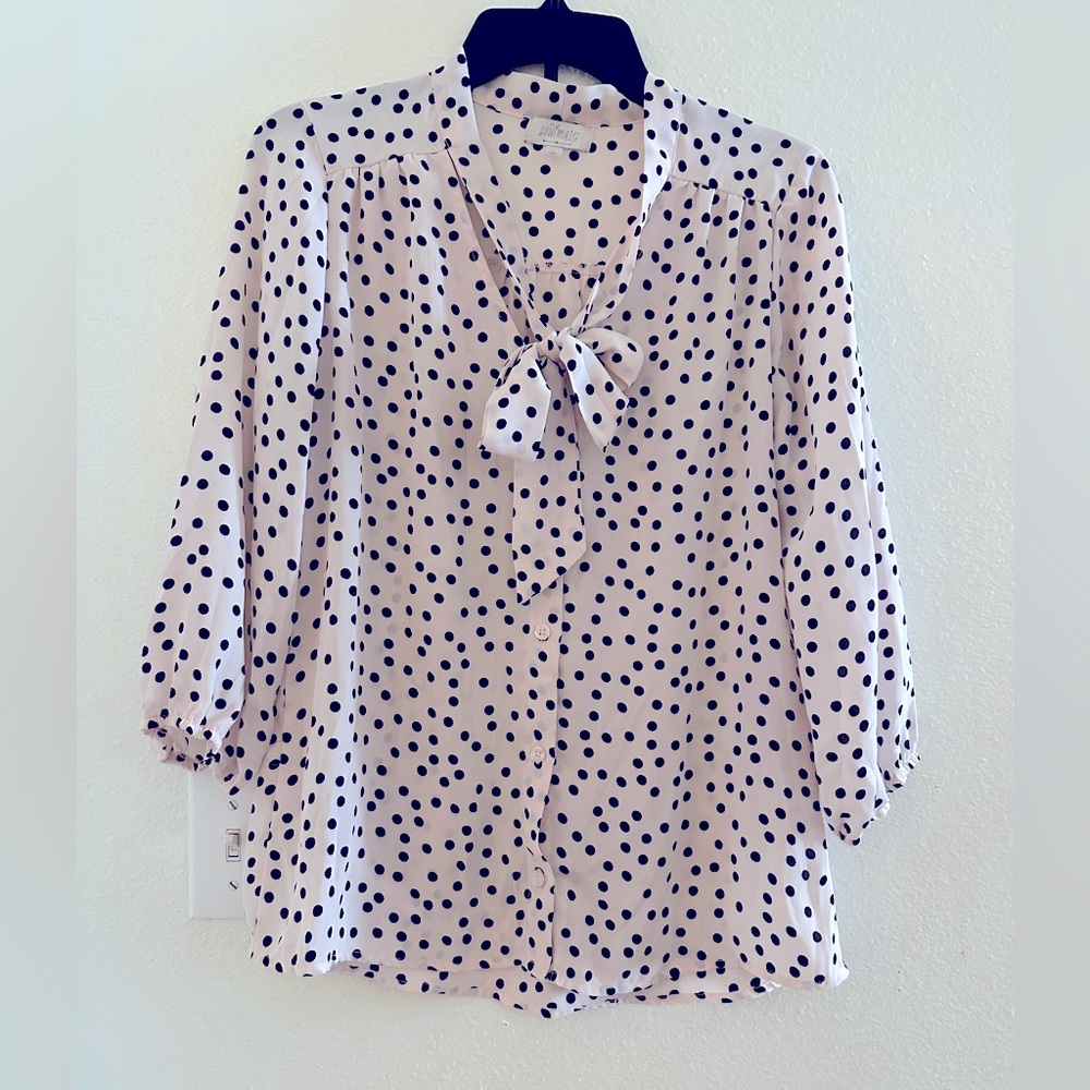 Pink/ Black Polka Dot Blouse